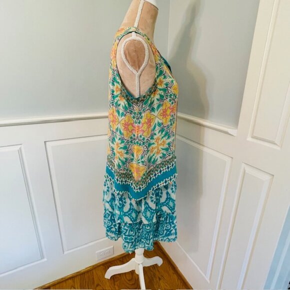 Hemant & Nandita Moana Dress 100% Silk Tiered Shift Mini Tassel Sequins Small - Picture 5 of 10